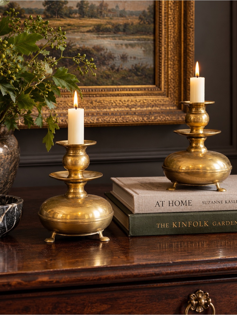 Antique Italian Louis XIV Solid Brass Candlesticks – Pair